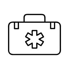 Obraz premium First aid kit medical emergency box with star of life symbol vector outline icon for healthcare design