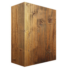 A wooden box with a textured surface, showcasing natural wood grain and knots.
