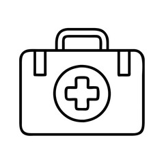 First aid kit outline vector illustration for medical emergency preparedness and healthcare supplies icon 
