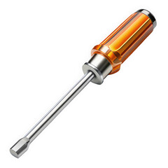 Fototapeta premium A close-up view of a sleek orange-handled screwdriver with a shiny metal shaft, perfect for precision tasks. The vibrant color adds a modern touch.