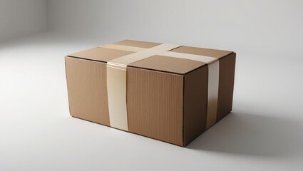 Fototapeta premium Taped shut cardboard box isolated on a white surface.
