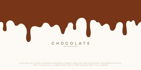 Chocolate background of Modern poster, dynamic splashes and drops. Vector illustration in a flat style of minimalism	