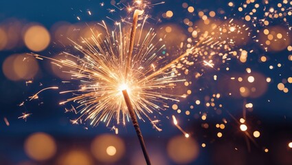 Obraz premium Radiant sparkler burning in front of a soft light background