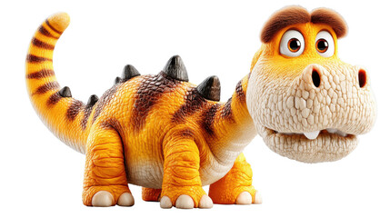 Fototapeta premium Adorable colorful cartoon dinosaur toy with a friendly playful expression against a clean studio background designed to appeal to children s imagination and creativity