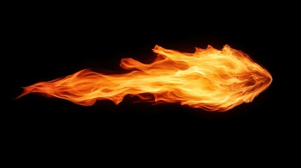 Dynamic flame burst on black background symbol of energy and power