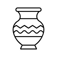 Outline drawing of a decorative vase with zig zag pattern for graphic design and creative projects use case