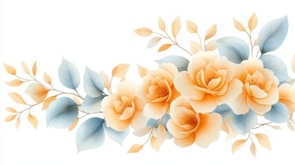 Fototapeta premium Exquisite floral arrangement, stunning bouquet of flowers with lush green leaves and branches