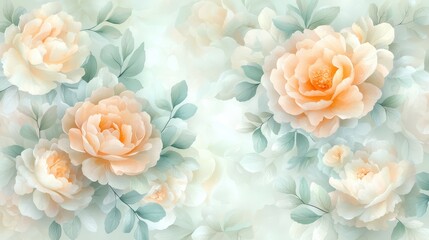 Elegant peach and white floral background for spring celebrations wedding invitations