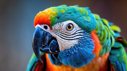 Obraz premium Close-up view of a vibrant parrot