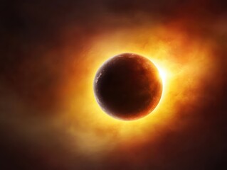 Obraz premium Spectacular solar eclipse, celestial phenomenon in the sky majestic