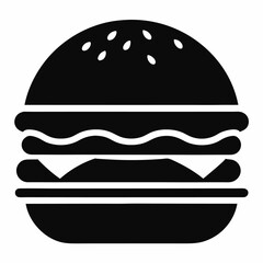 Burger silhouette icon on white background