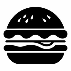 Burger silhouette icon on white background