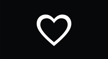 Black background with white heart. A minimalist white heart stands boldly against a sleek black backdrop, creating a timeless and elegant design. Vector illustration wallpaper design.