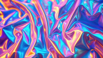 Fototapeta premium Wrinkled holographic plastic film with contrasting light reflections