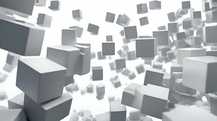 Fototapeta premium Floating White 3D Cubes on Light BG