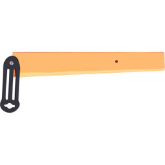 A simple wooden ruler with a black plastic handle for measuring lengths.