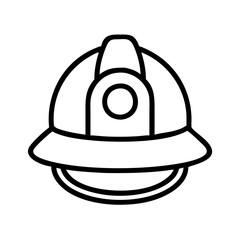 Firefighter helmet vector icon, protective gear for firemen, safety equipment outline drawing and illustration