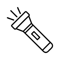 Flashlight outline vector icon illustration for camping equipment and emergency light source for dark areas