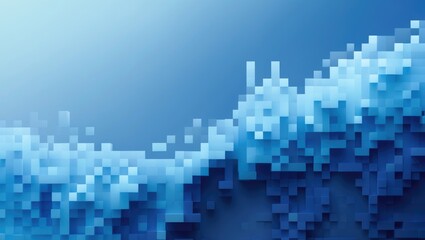 Gradient background in blue. Textured geometry of light-dark blue squares. Foundation for branding, screensaver, poster, cover