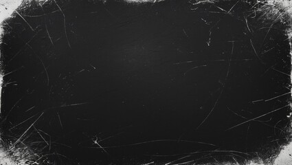 Overlay of dust scratches. Classic film texture. Aged black screen with white dirt effect intended for photo editors.
