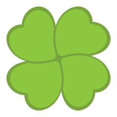 Fototapeta premium Four-leaf clover silhouette symbol icon shape, vector illustration of green four leaf cloverleaf, isolated on white