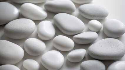 Intimate perspective of white pebbles