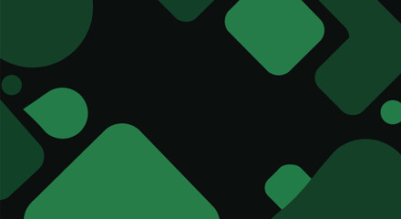 Fototapeta premium Background black and green. Abstract geometric shapes in dark and vibrant green hues create a dynamic design on a black backdrop. Vector illustration wallpaper design.