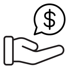 Hand chat dollar icon. Editable Stroke