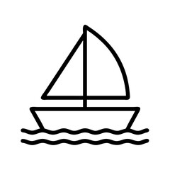 Simple sailboat outline vector graphic for travel, boating, and nautical themed designs and creative projects