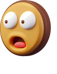 Fototapeta premium Surprised 3D emoji with large eyes and open mouth designed in clay style for expressive communication