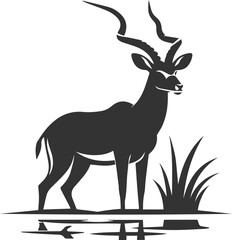 Obraz premium Black silhouette of a antelope