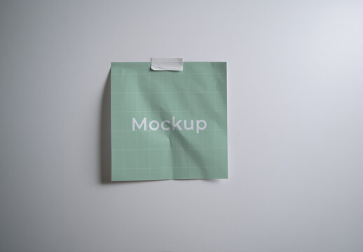 Crumpled Square Poster Mockup with Realistic Light