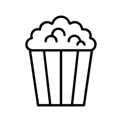 Popcorn bucket outline icon vector illustration for cinema snack food and movie night concept design art