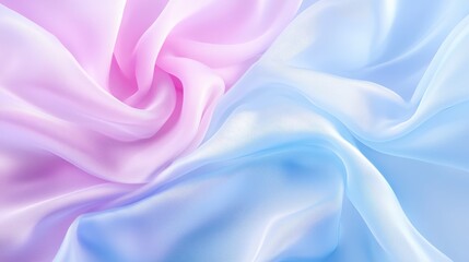 Obraz premium Luxurious blue and pink silk fabric texture, soft, flowing drape for elegant designs
