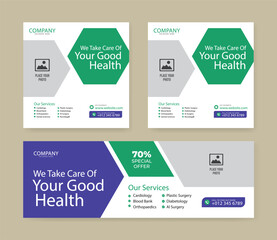 Medical healthcare and web banner template. promotion banner design for live business workshop. video cover for doctor. Dental clinic social media health service vector layout