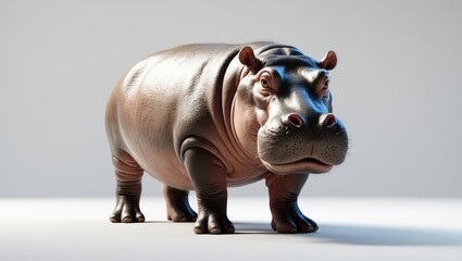 Hippopotamus set against a white background