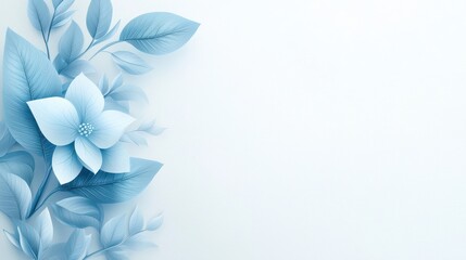 Obraz premium Serene blue flowers on white, minimalist floral background for design and art blue