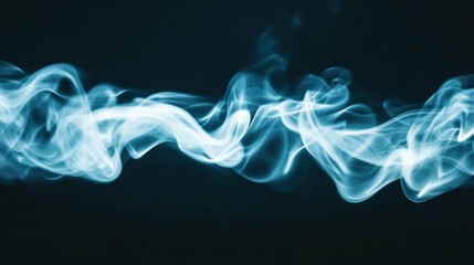 Fototapeta premium Mystical blue smoke waves on dark background