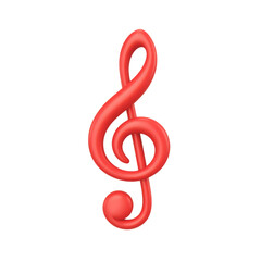 Fototapeta premium Red Treble Clef Music Icon – 3D Musical Note Symbol