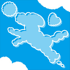 イヌの雲。ちぎり絵のようにジワジワ滲んだラフなアウトラインの白い雲のようなフキダシ・フレームシリーズ。セリフや名札（ネーム）やワッペンに。ベクター素材