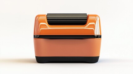 Orange rubber stamp isolated on white.