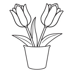 Potted Plant Outline Vector | Aloe Vera Line Art Illustration for Coloring and Design