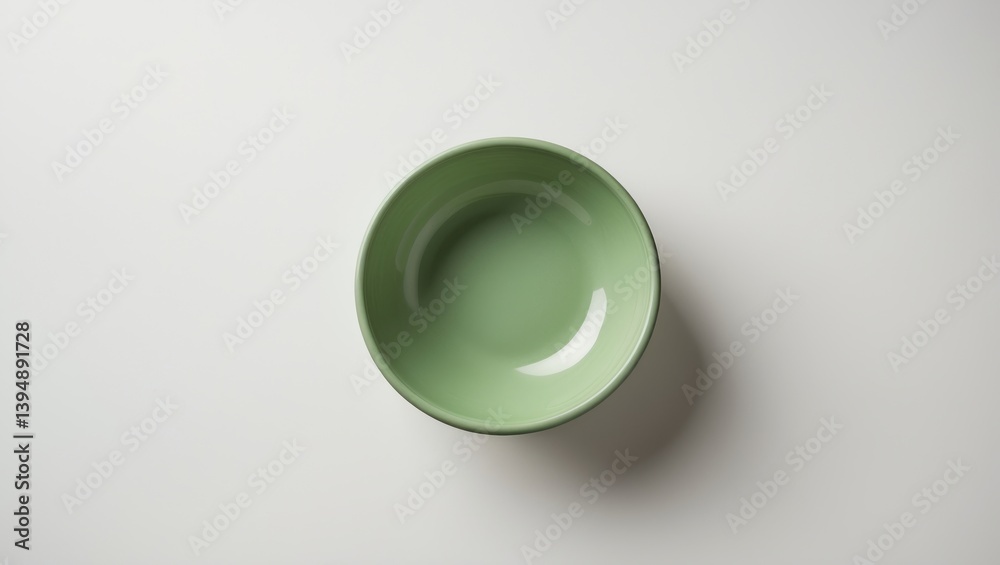Poster empty green ceramic cup viewed from above on a white background with clipping path