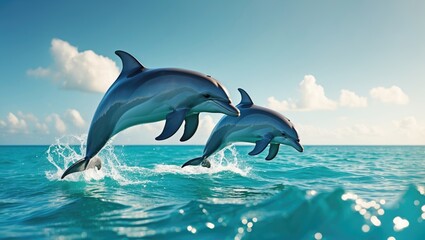 Fototapeta premium dolphin soaring above the water
