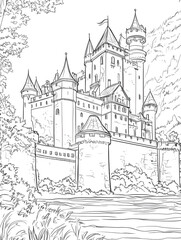 Naklejka premium Castle coloring page