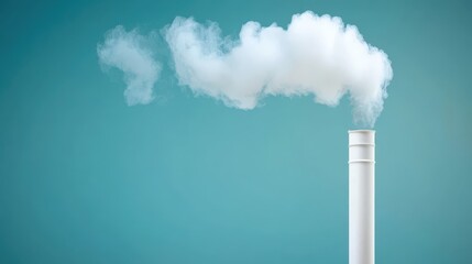 White smokestack against vibrant blue sky, symbol of industrial power and environmental impact