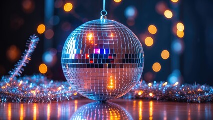 Obraz premium disco ball resting atop a mirror