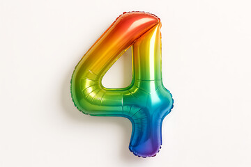 4の数字の虹色のバルーン