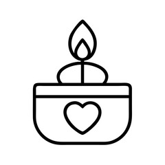Heart candle vector icon illustration for valentine day love romance and decorative element design concept
