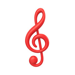 Fototapeta premium Red Treble Clef Music Icon – 3D Musical Note Symbol